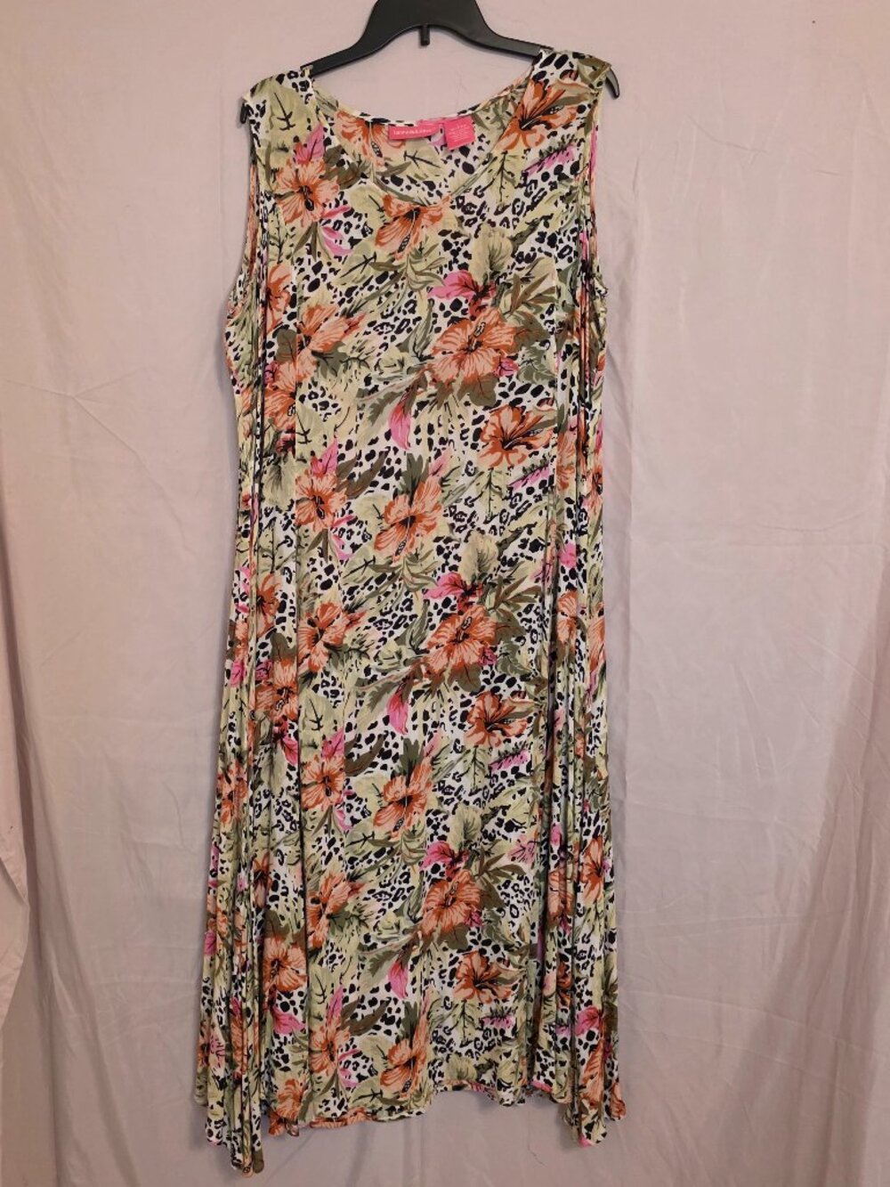 Woman Within Tropical Print Crinkle Gauze Dress Size L